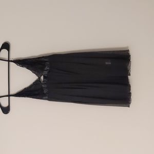 Black Lace Babydoll Lingerie Nightgown Negligee Pleated Back